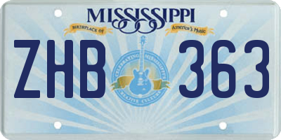 MS license plate ZHB363