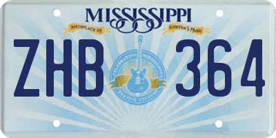 MS license plate ZHB364