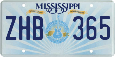 MS license plate ZHB365