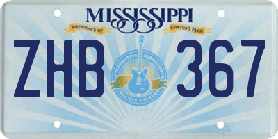 MS license plate ZHB367
