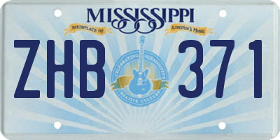 MS license plate ZHB371