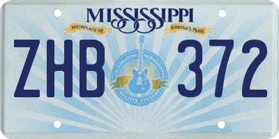 MS license plate ZHB372