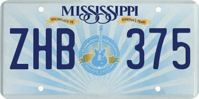 MS license plate ZHB375