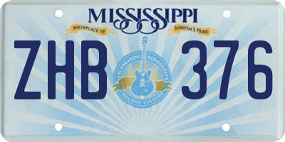 MS license plate ZHB376