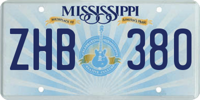 MS license plate ZHB380