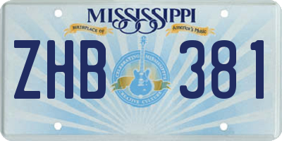MS license plate ZHB381