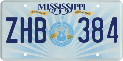 MS license plate ZHB384