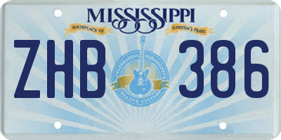 MS license plate ZHB386