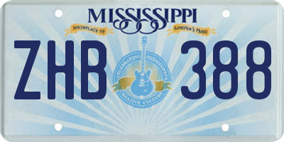 MS license plate ZHB388