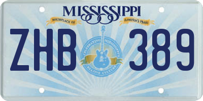 MS license plate ZHB389