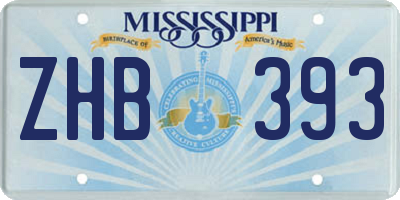MS license plate ZHB393