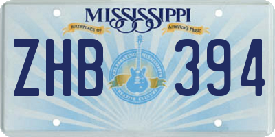 MS license plate ZHB394
