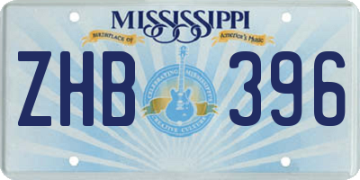 MS license plate ZHB396