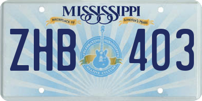 MS license plate ZHB403