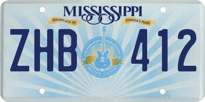 MS license plate ZHB412