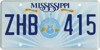 MS license plate ZHB415