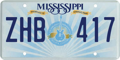 MS license plate ZHB417