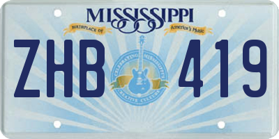 MS license plate ZHB419