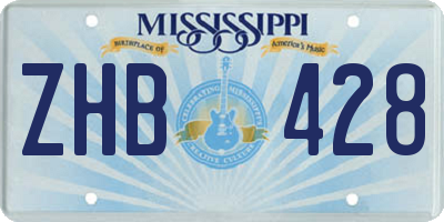MS license plate ZHB428