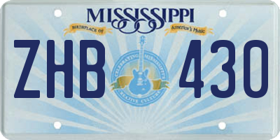 MS license plate ZHB430