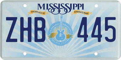 MS license plate ZHB445