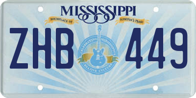 MS license plate ZHB449