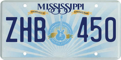 MS license plate ZHB450