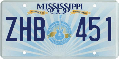 MS license plate ZHB451