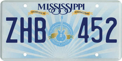 MS license plate ZHB452