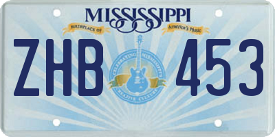 MS license plate ZHB453