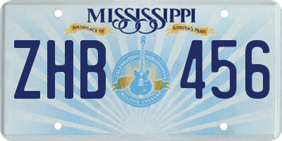 MS license plate ZHB456
