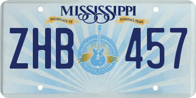 MS license plate ZHB457