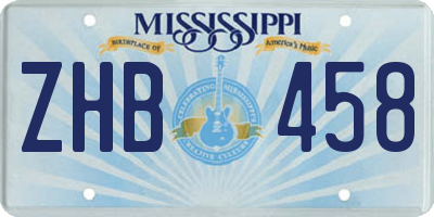 MS license plate ZHB458