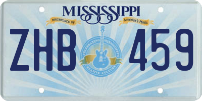 MS license plate ZHB459
