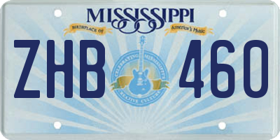 MS license plate ZHB460