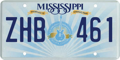 MS license plate ZHB461