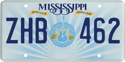 MS license plate ZHB462