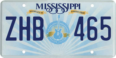 MS license plate ZHB465