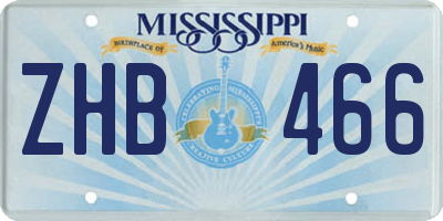 MS license plate ZHB466