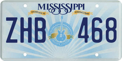 MS license plate ZHB468