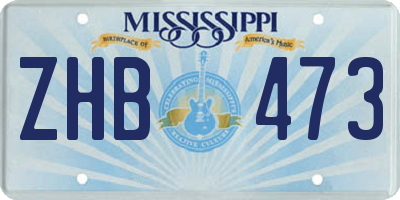 MS license plate ZHB473
