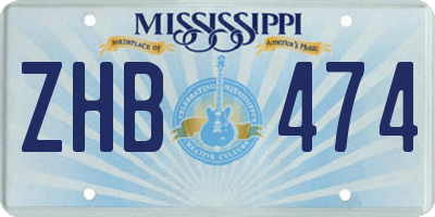 MS license plate ZHB474