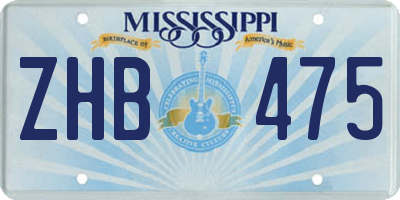 MS license plate ZHB475