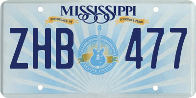 MS license plate ZHB477