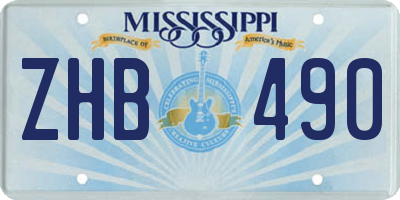 MS license plate ZHB490