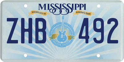 MS license plate ZHB492
