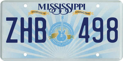 MS license plate ZHB498