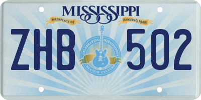 MS license plate ZHB502
