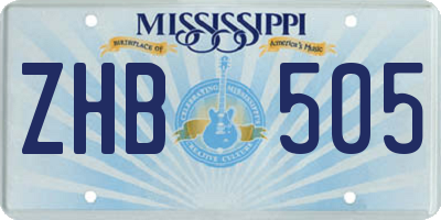 MS license plate ZHB505