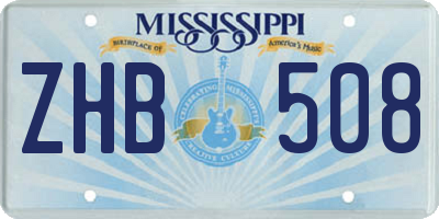 MS license plate ZHB508